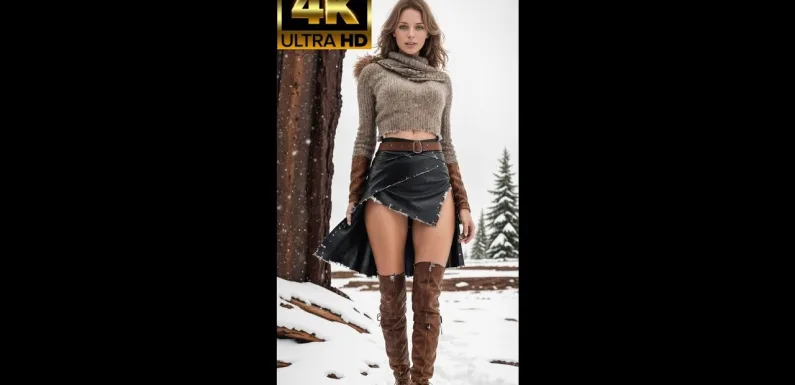 4K LookBook. Shivering Brunette Swedish Ladies In The Snow. Sub Zero Show. AIArt.#17