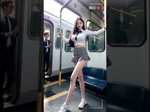 [4K AI Lookbook] AI art high school girl riding the subway to school vrog lookbook ai photo model