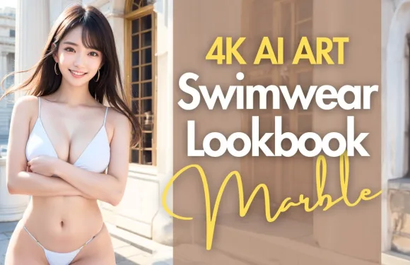 [4K] AI ART video – Japanese Model Lookbook in front of Marble Buildings