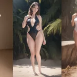 4K AI LookBook Beauty Girl Fashion in One piece swimsuit with a high neckline | 뷰티 걸 패션