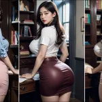 [4k] AI Art – Secretary, dark and pink skirt look – Date with Beautiful Girlfriend at the office ~