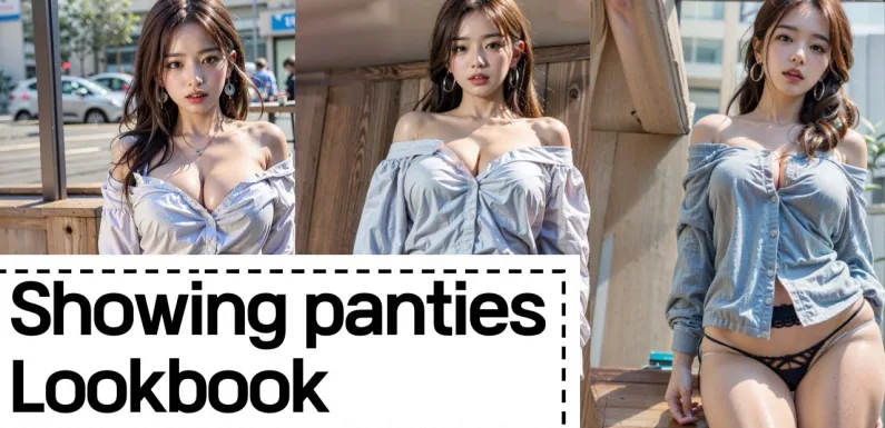 AI lookbook Secretly showing panties こっそりパンティーを示す女性 #ai룩북 #aiart #ailookbook #lookbook