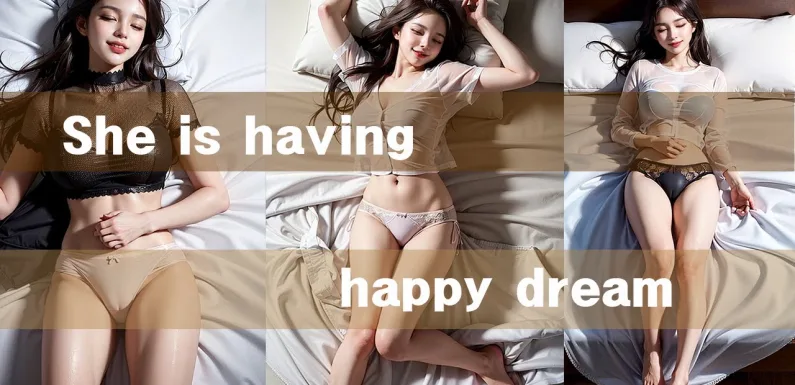 ( ai 그림 ) 4k she is having a happy dream. 행복한 꿈을 꾸는 그녀.( ai lookbook , ai 룩북 )