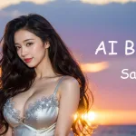 [4K] AI ART Korean Japanese Lookbook Model Al Art video-Sunset Over the Ocean