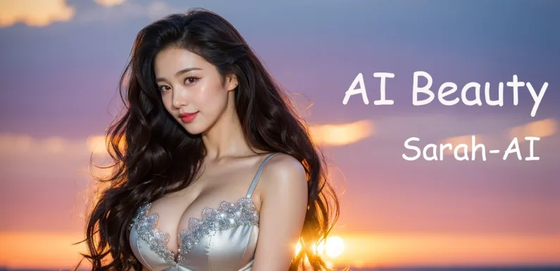 [4K] AI ART Korean Japanese Lookbook Model Al Art video-Sunset Over the Ocean