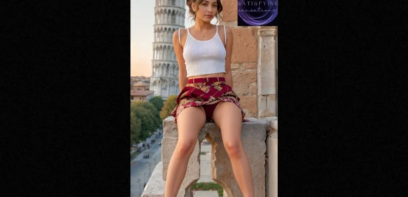 4K LookBook. Panties & Skirts Pisa Bound: The Tale of Two Towers.Beautiful Italian Models.AI ART#141