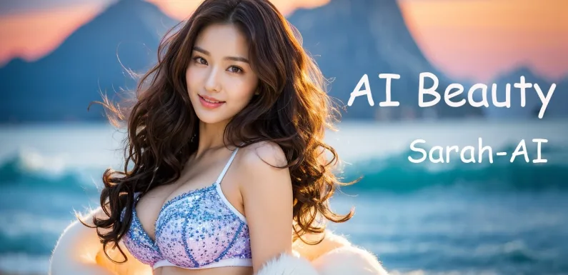 [4K] AI ART Korean Japanese Lookbook Model Al Art video-Beach Sunset