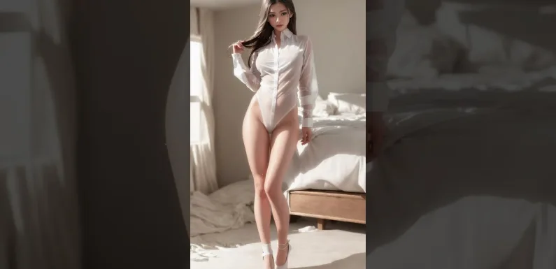 4K AI LookBook Beauty Girl in White Shirt wife at home #3 | 흰 셔츠에 뷰티 소녀
