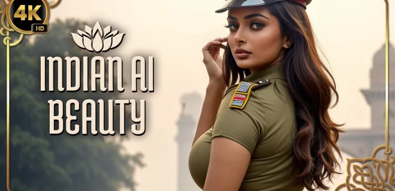 [4K] Indian AI Lookbook Model: Policewomen patrolling Delhi