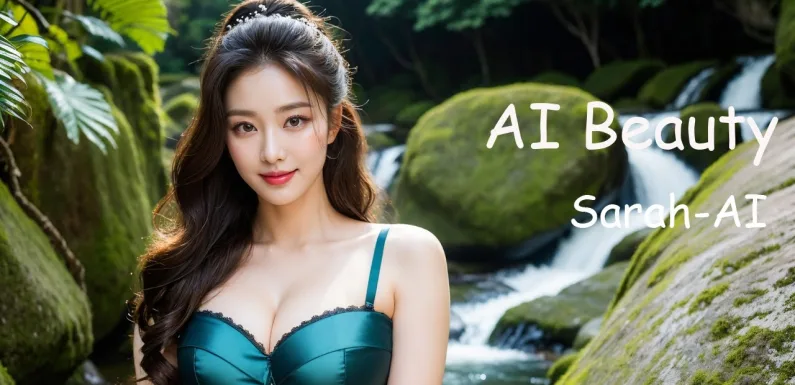 [4K] AI ART Korean Japanese Lookbook Model Al Art video-Enchanting Waterfalls